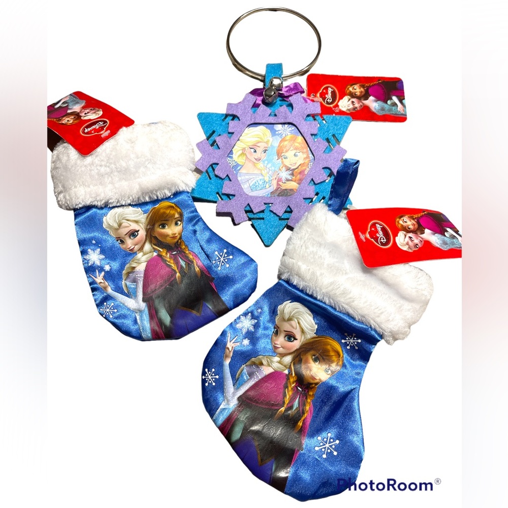 Lot of 3 Pcs~1~Frozen Christmas Door Knob Hanging 5.5”  & 2~ Mini Stocking 7”